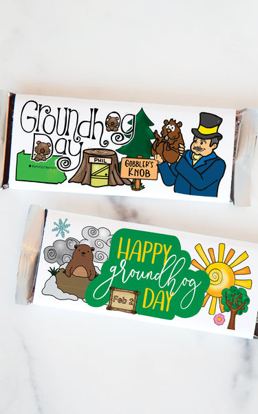 Groundhog Day Candy Bar Wrapper Duo - Greengate Images