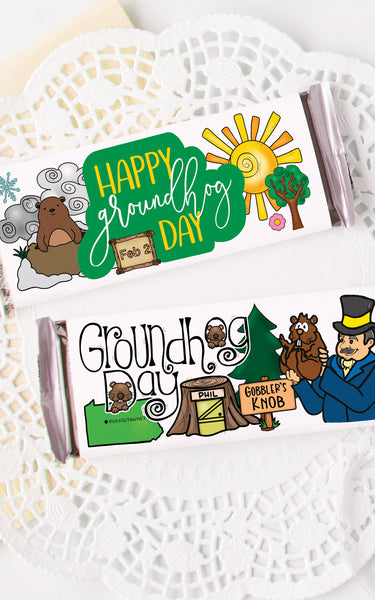 Groundhog Day Candy Bar Wrapper Duo - Greengate Images