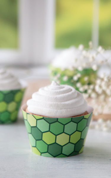 Green Hexagon Cupcake Wrapper - Greengate Images