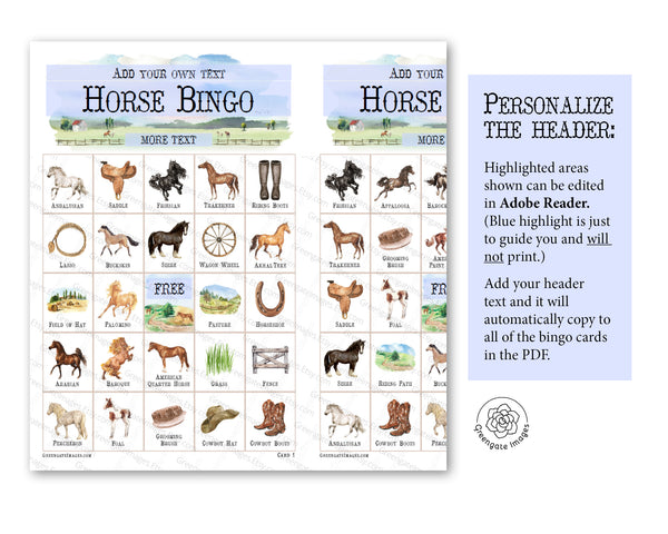 Horse Bingo - Greengate Images