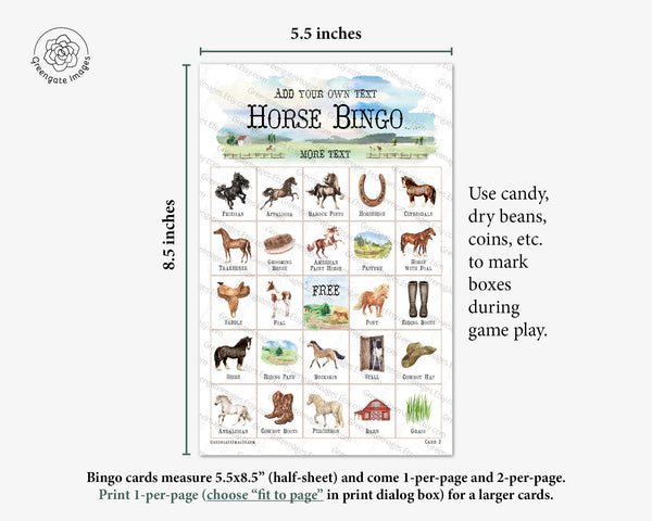 Horse Bingo - Greengate Images
