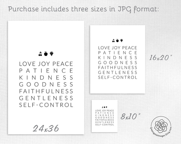 Fruits of the Spirit Wall Art - Printable Digital Download by Greengate Images