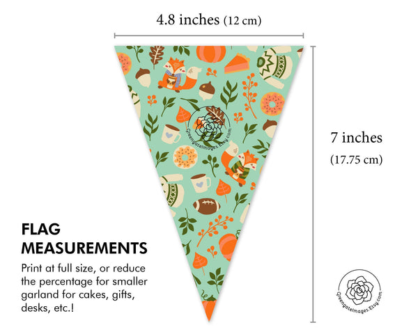 Fall Bunting - Aqua, Orange, Green Football and Sweaters - Printable Digital Download by Greengate Images