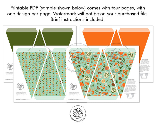 Fall Bunting - Aqua, Orange, Green Football and Sweaters - Printable Digital Download by Greengate Images