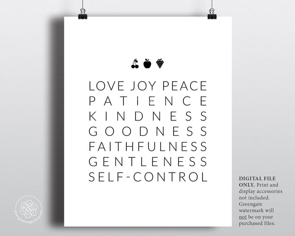 Fruits of the Spirit Wall Art - Printable Digital Download by Greengate Images