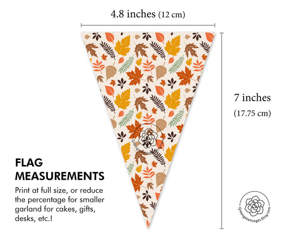 Fall Bunting - Orange, Brown, Stripes and Leaves - Printable Digital Download by Greengate Images
