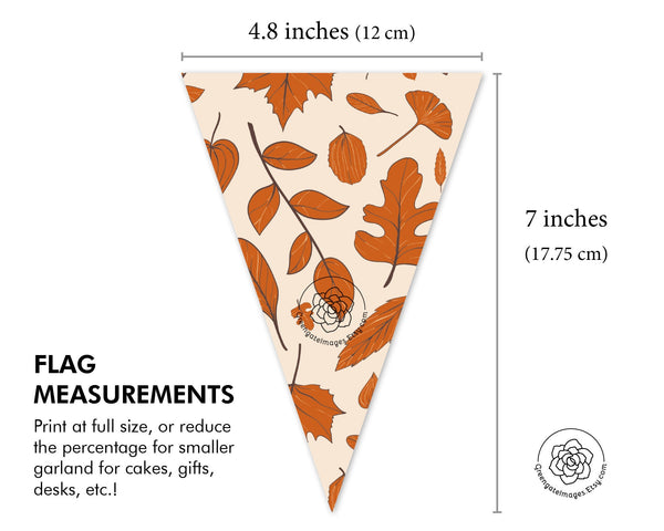 Fall Bunting - Orange, Brown Leaves and Plaid - Printable Digital Download by Greengate Images