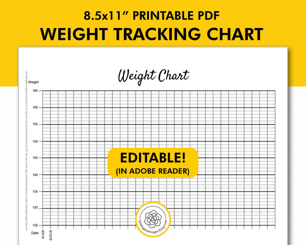 Tracking Chart - Weight loss and other data - Printable Digital Download by Greengate Images