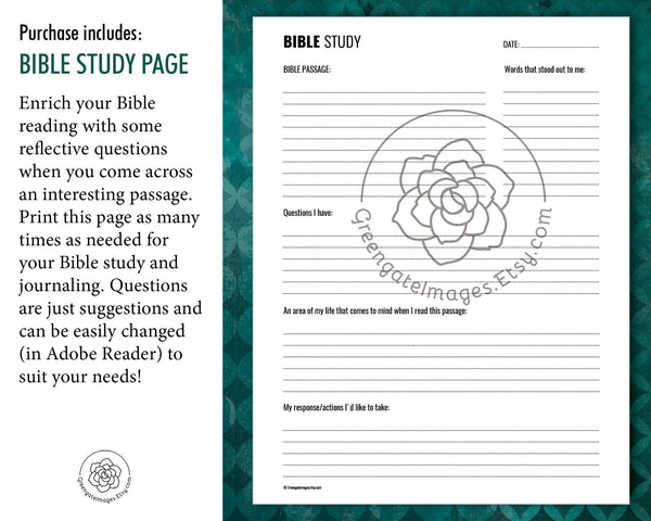 Bible Study and Spiritual Life Pack - Printable Digital Download by Greengate Images