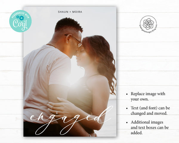 5x7 Engagement Announcement - Printable Digital Download by Greengate Images