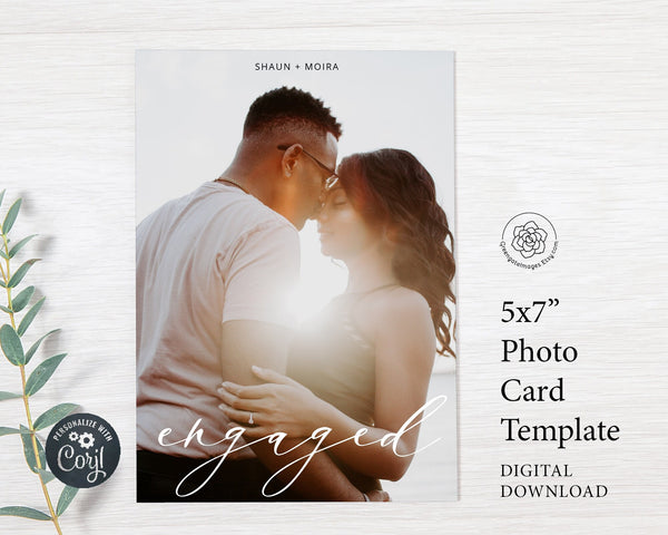 5x7 Engagement Announcement - Printable Digital Download by Greengate Images