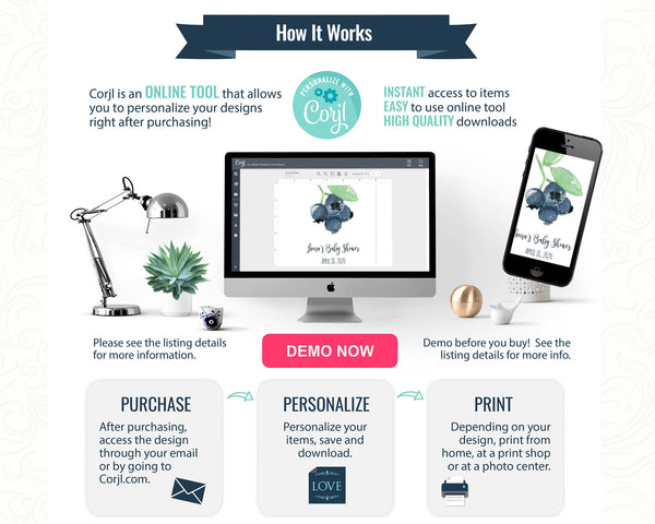 Blueberry Gift Tags - Printable Digital Download by Greengate Images