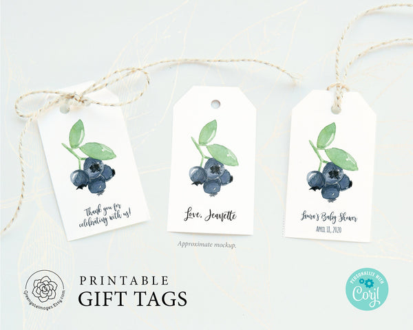Blueberry Gift Tags - Printable Digital Download by Greengate Images