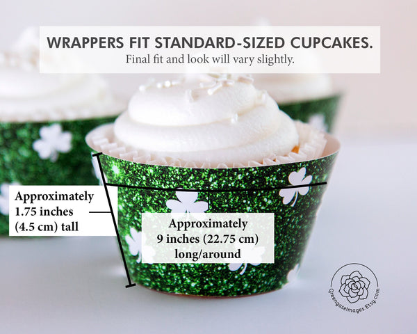 Shamrock Glitter Cupcake Wrapper - Printable Digital Download by Greengate Images