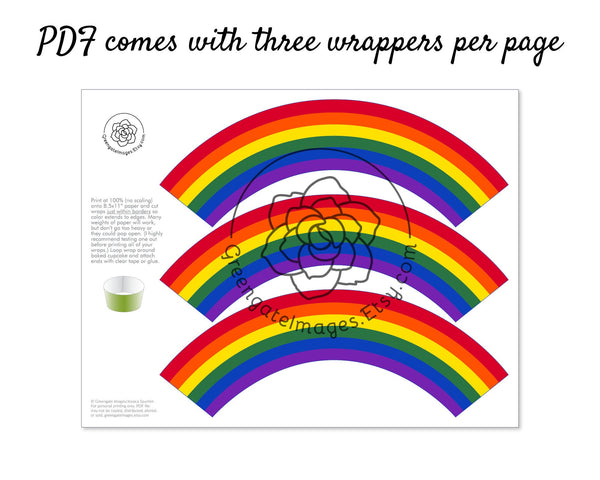 Rainbow Cupcake Wrapper - printable cupcake wrap, St. Patrick's Day idea, rainbow stripes, party printables, cupcake sleeve liner, sky party