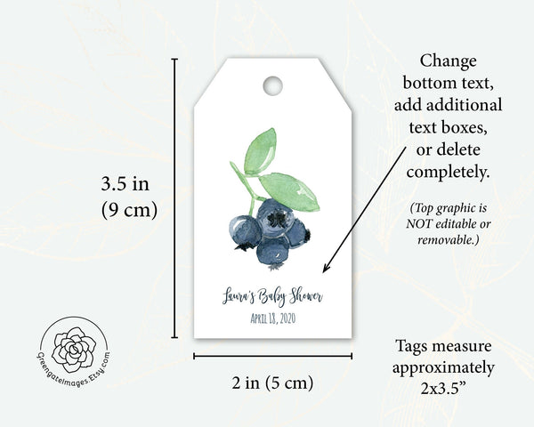 Blueberry Gift Tags - Printable Digital Download by Greengate Images