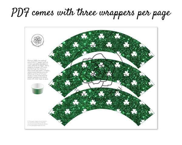 Shamrock Glitter Cupcake Wrapper - Printable Digital Download by Greengate Images