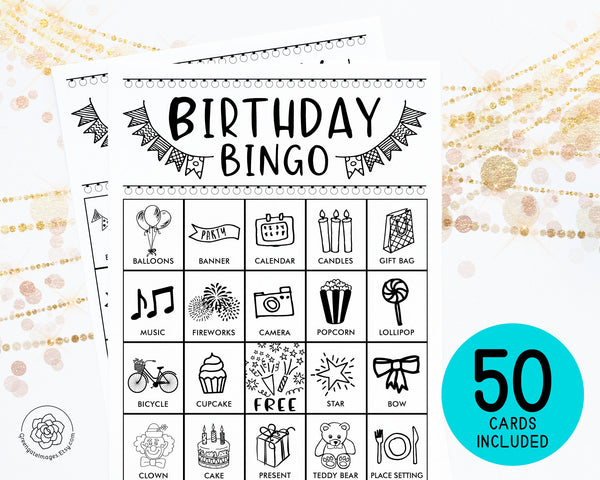 Birthday Bingo - Black and White - Greengate Images