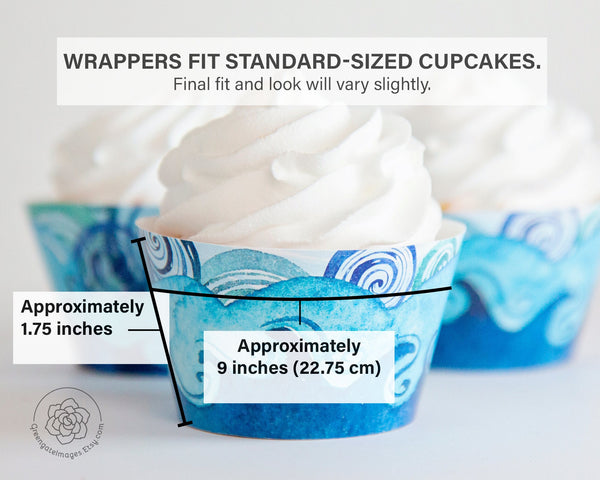Wave Cupcake Wrapper - Printable Digital Download by Greengate Images