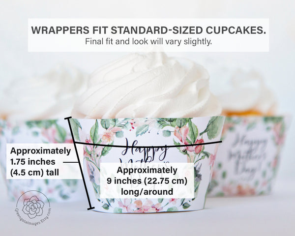 Mother's Day Cupcake Wrappers - Pink Floral - Printable Digital Download by Greengate Images