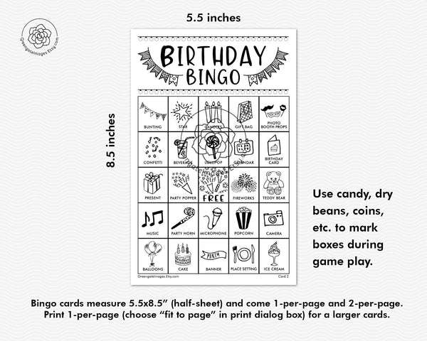 Birthday Bingo - Black and White - Greengate Images