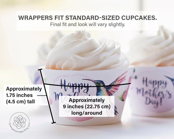 Mother's Day Cupcake Wrapper Duo - Hummingbirds - Printable Digital Download by Greengate Images