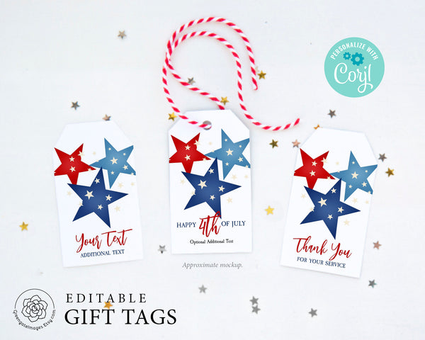 Patriotic Stars Gift Tag - Printable Digital Download by Greengate Images