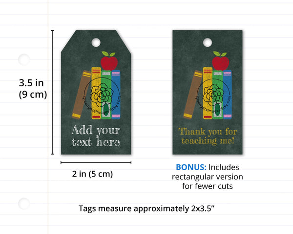 School/Teacher Gift Tag - Chalkboard Books - Printable Digital Download by Greengate Images