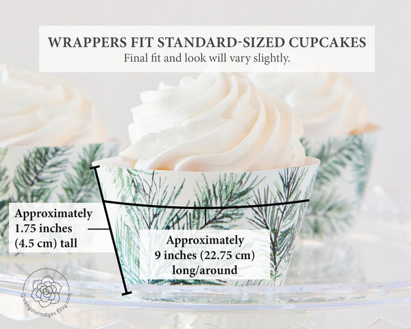 Evergreen Cupcake Wrappers - Printable Digital Download by Greengate Images