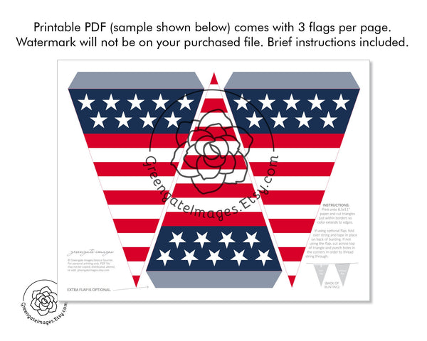 American Flag Bunting - Printable Digital Download by Greengate Images