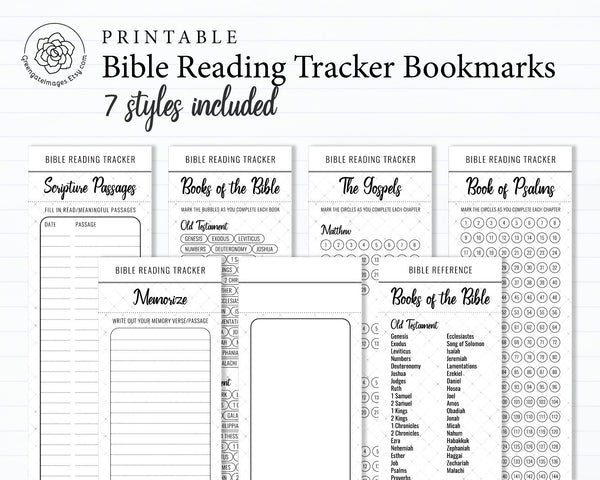 Bible Bookmark Set - Black and White - Printable Digital Download by Greengate Images