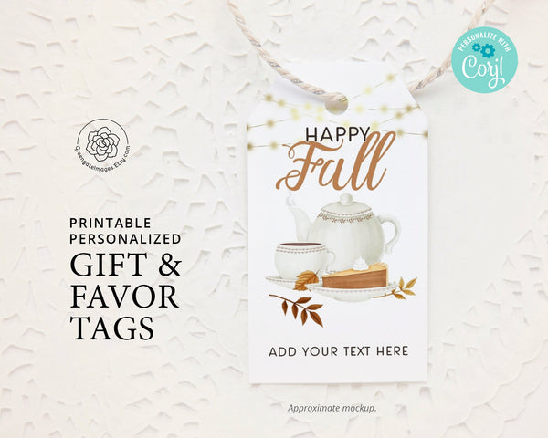 Tea/Coffee and Pumpkin Pie Gift Tag - Printable Digital Download by Greengate Images