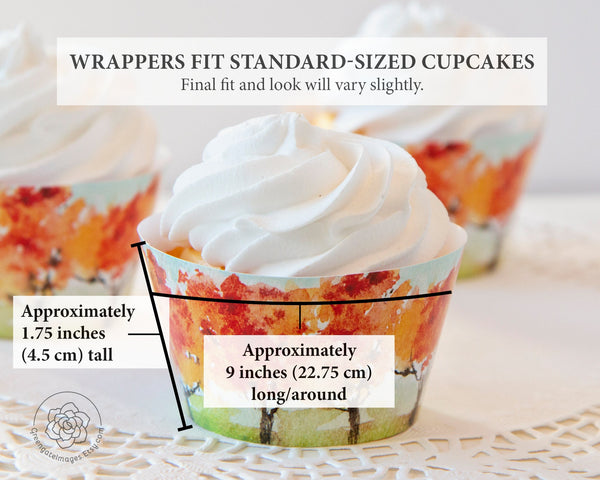 Fall Tree Cupcake Wrappers - Printable Digital Download by Greengate Images