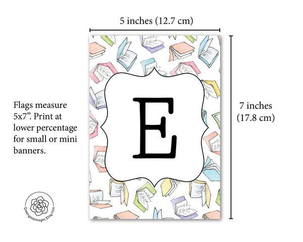 Pastel Books Message Banner - Printable Digital Download by Greengate Images