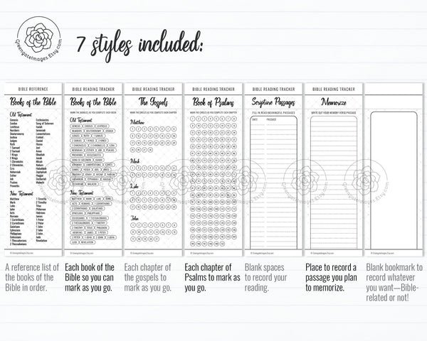 Bible Bookmark Set - Black and White - Printable Digital Download by Greengate Images