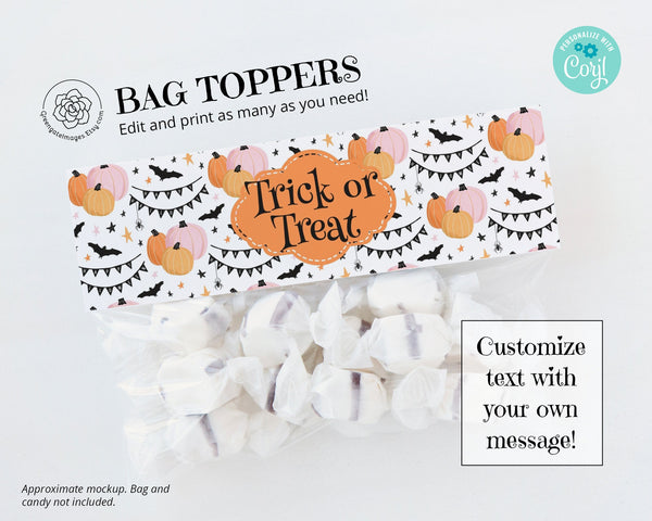 Peach/Pink Pumpkins Halloween Bag Toppers - Printable Digital Download by Greengate Images