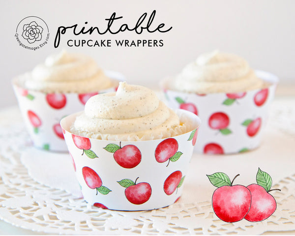 Apple Cupcake Wrapper - Red