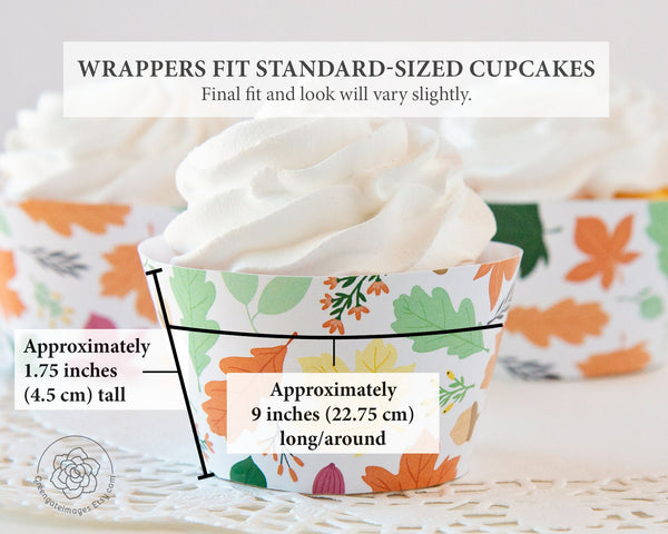 Fall Leaves Cupcake Wrappers - Printable Digital Download by Greengate Images