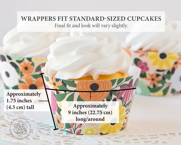 Fall Floral Cupcake Wrappers - Printable Digital Download by Greengate Images