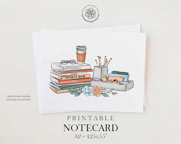 Blank Inside School/Teacher Note Cards - Printable Digital Download by Greengate Images