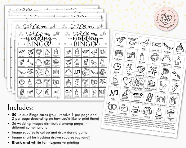 Wedding Bingo - Black and White - Greengate Images