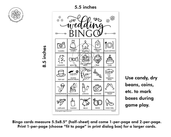 Wedding Bingo - Black and White - Greengate Images