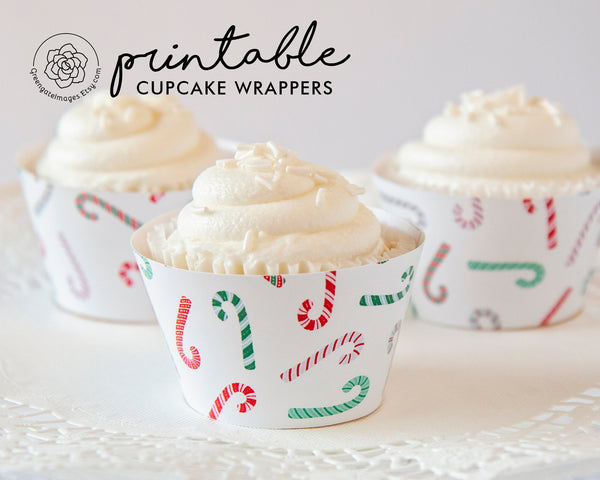 Candy Cane Cupcake Wrappers - Greengate Images