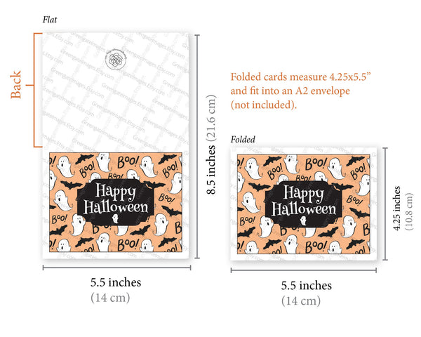 Peach Ghost Halloween A2 Card - Printable Digital Download by Greengate Images