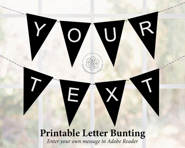 Black Letter Banner Bunting Download - Printable Digital Download by Greengate Images
