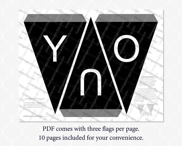 Black Letter Banner Bunting Download - Printable Digital Download by Greengate Images
