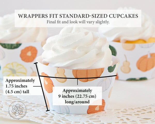 Pumpkins & Gourds Cupcake Wrappers - Printable Digital Download by Greengate Images