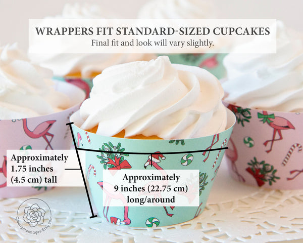 Christmas Flamingo Cupcake Wrappers - Printable Digital Download by Greengate Images