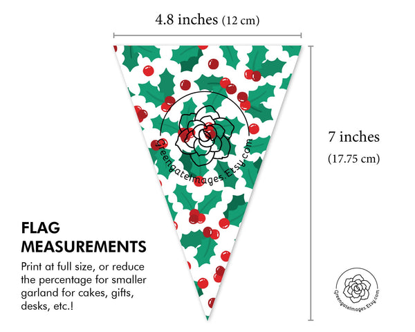 Holly Bunting - Printable Digital Download by Greengate Images