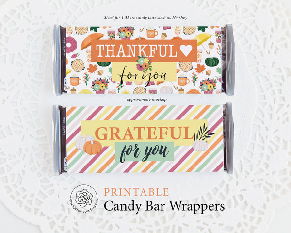 Thankful/Grateful Candy Bar Wrapper Duo - Printable Digital Download by Greengate Images